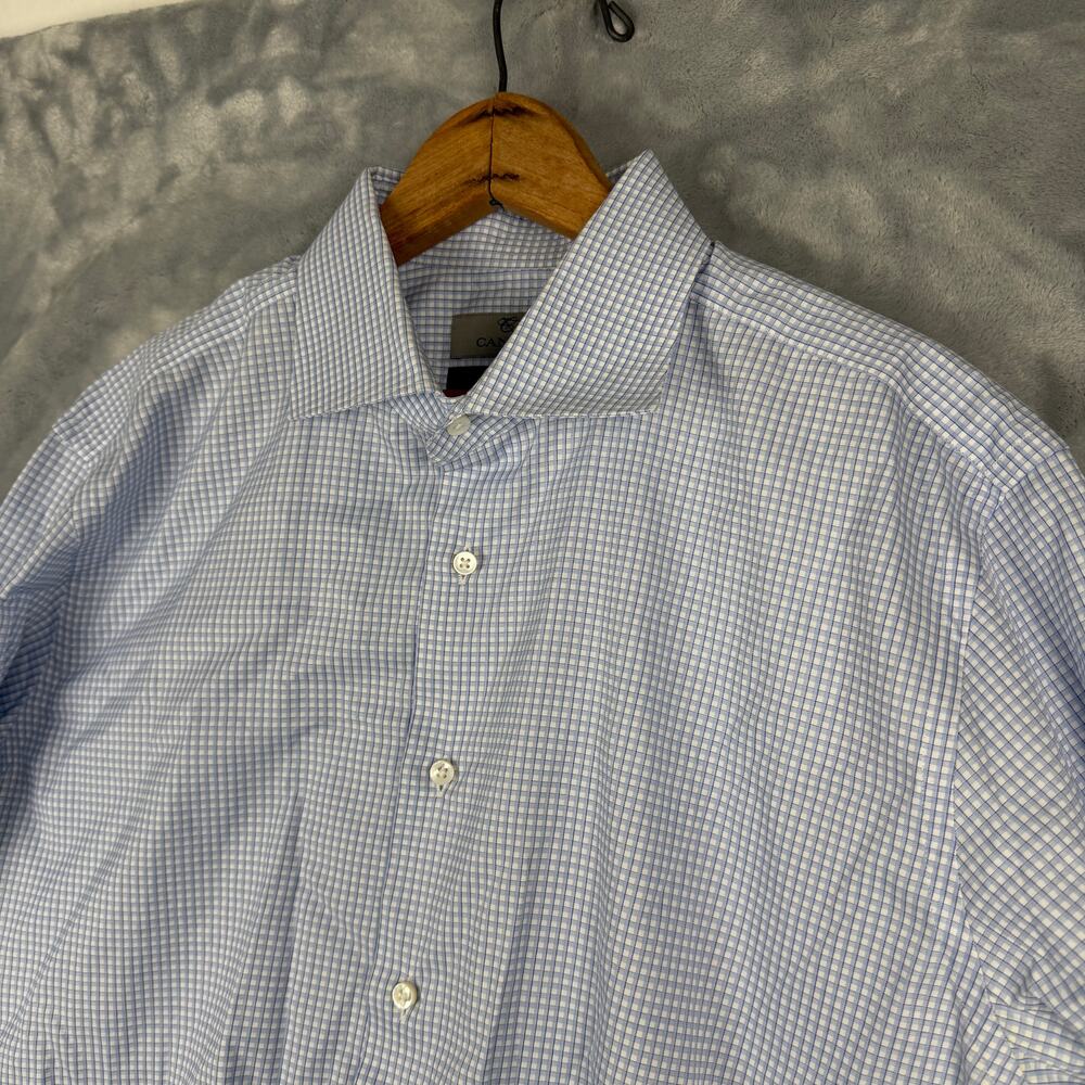 Canali men's striped button‎ down shirt XL blue white business casual office